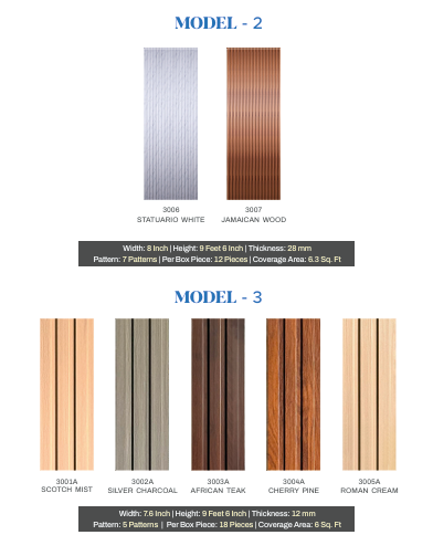 WPC Fluted Wall Louvers Model 2 and Model 3 Architectural Profiles